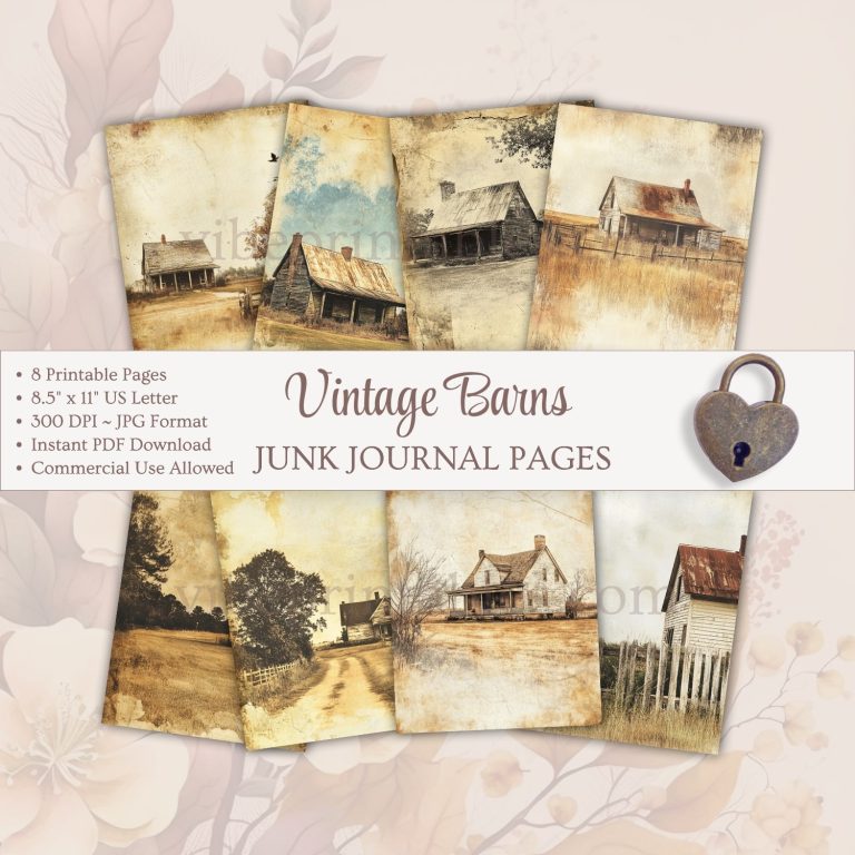 Vintage Barns Junk Journal Pages