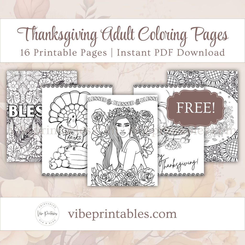 Printable Thanksgiving Adult Coloring Pages