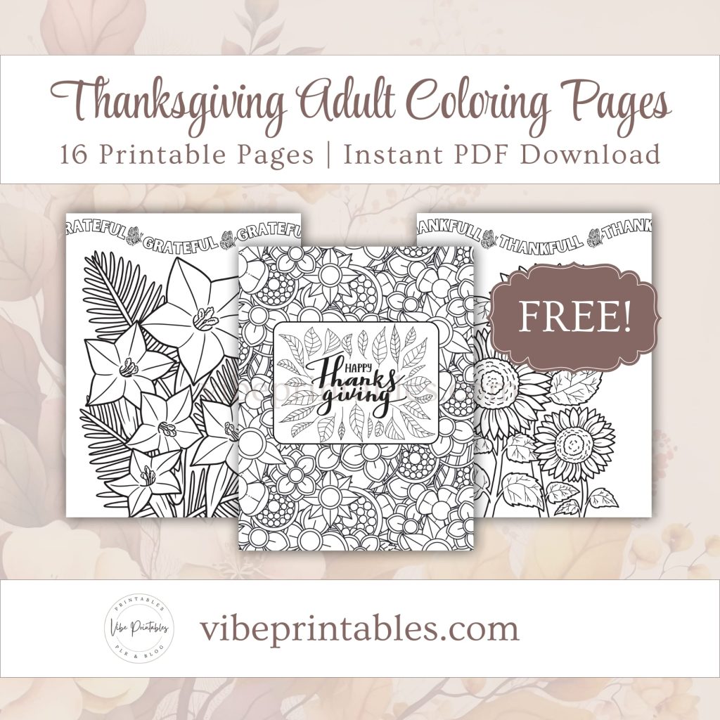 Printable Thanksgiving Adult Coloring Pages