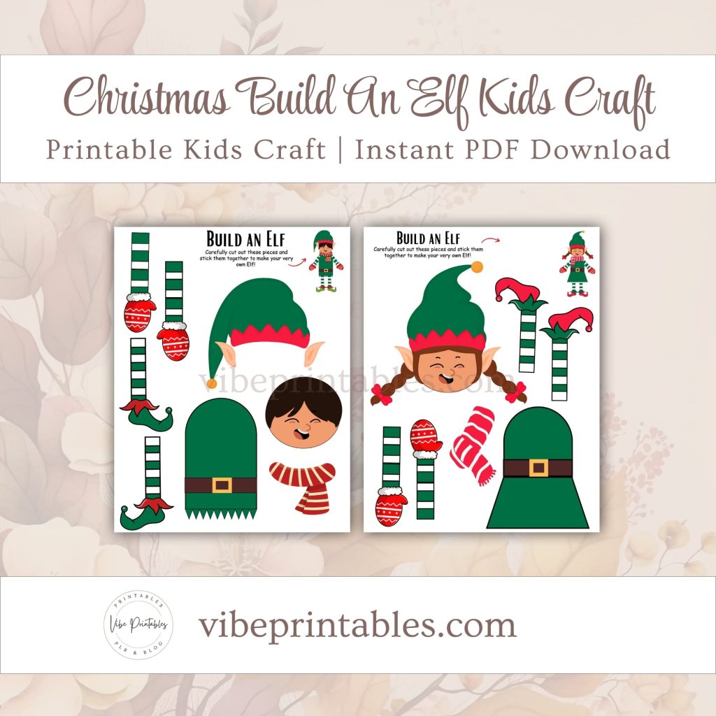 Printable Christmas Build An Elf Kids Craft