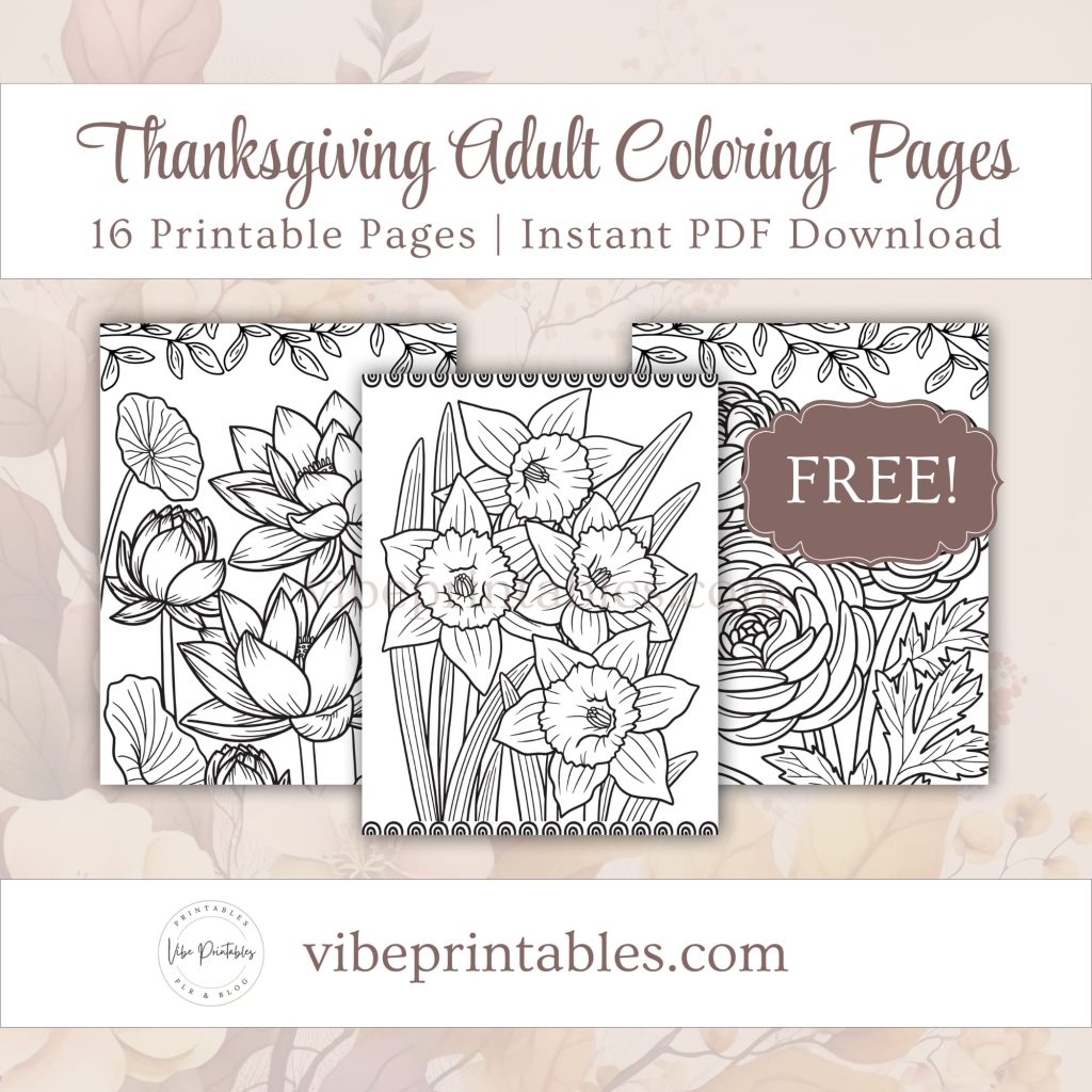 Printable Thanksgiving Adult Coloring Pages