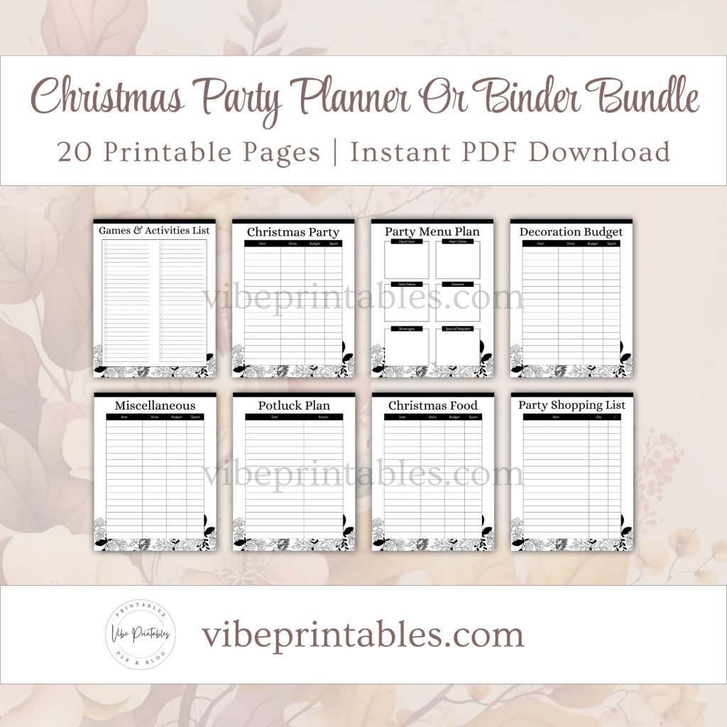 Printable Christmas Party Planner Or Binder Bundle