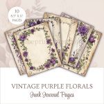 FREE Printable Vintage Purple Florals Junk Journal Pages