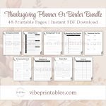 Printable Thanksgiving Planner Or Binder Bundle In Black & White