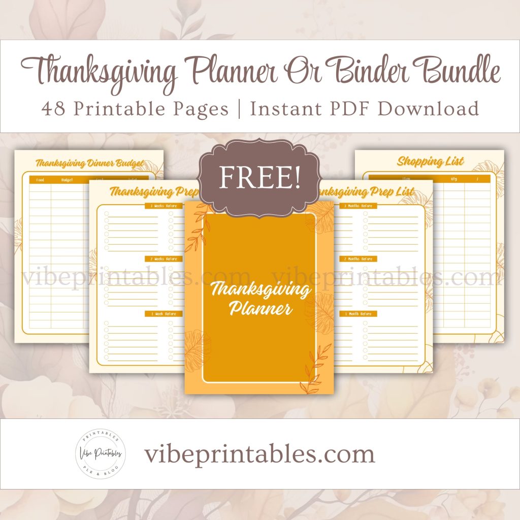 Printable Thanksgiving Planner Or Binder In Orange