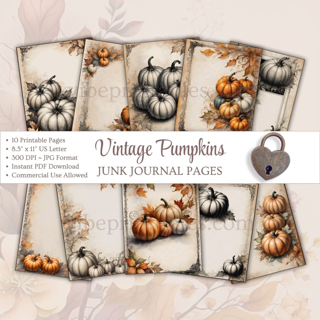 Printable Vintage Pumpkins Junk Journal Pages