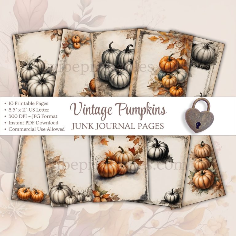 Printable Vintage Pumpkins Junk Journal Pages