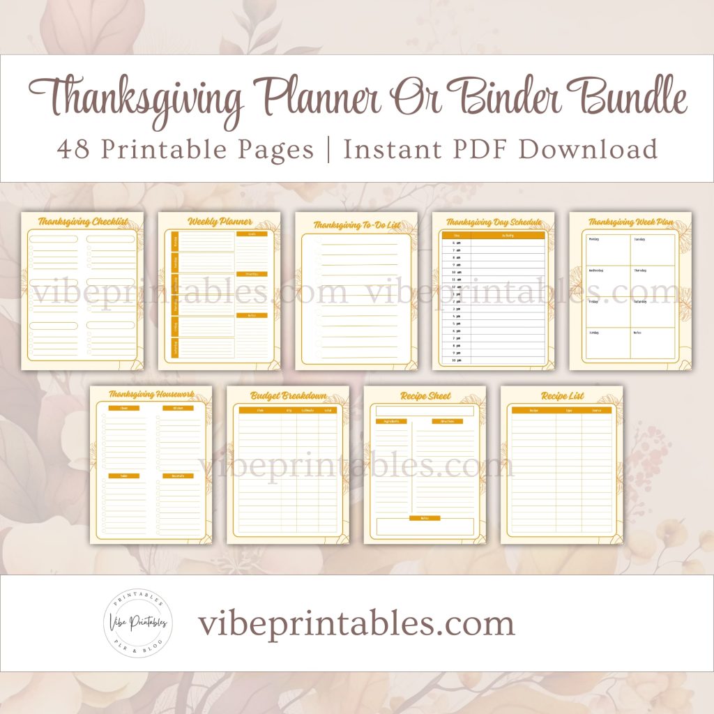 Printable Thanksgiving Planner Or Binder In Orange