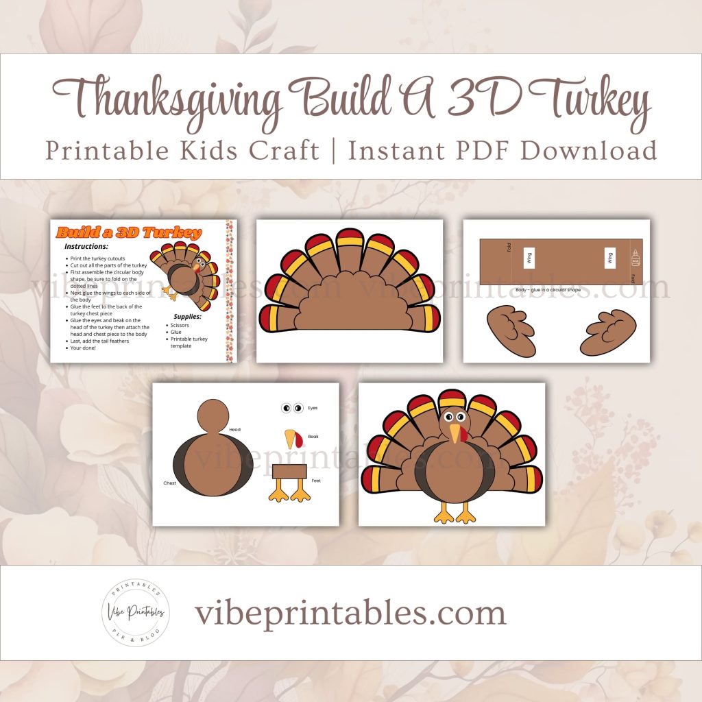 Printable Thanksgiving Build A 3D Turkey