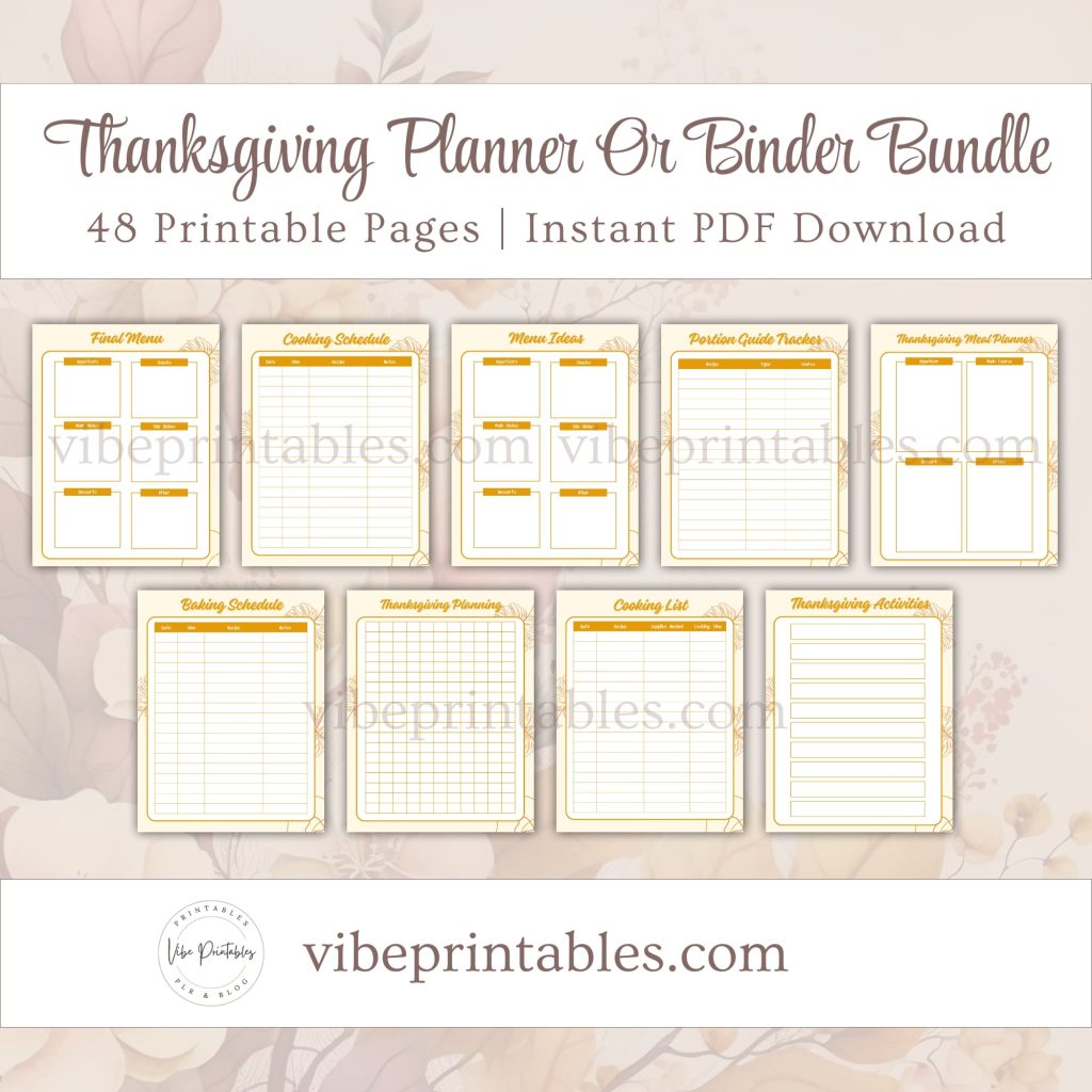 Printable Thanksgiving Planner Or Binder In Orange