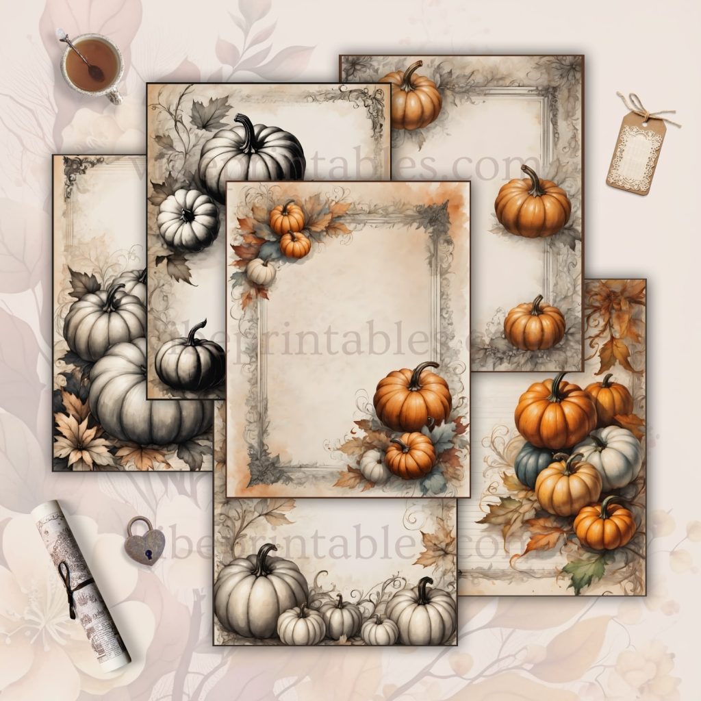 Printable Vintage Pumpkins Junk Journal Pages