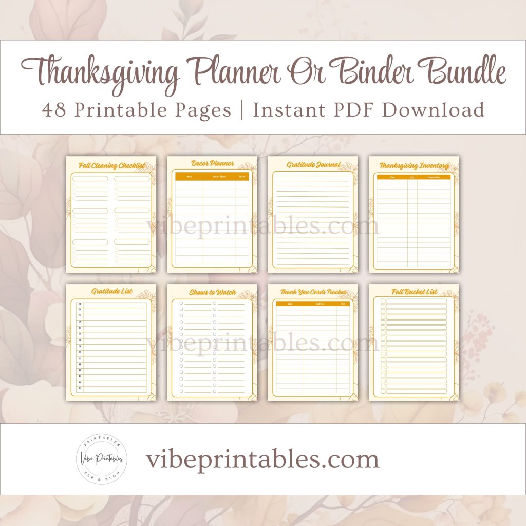 Printable Thanksgiving Planner Or Binder In Orange