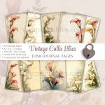 Printable Vintage Calla Lilies Junk Journal Pages