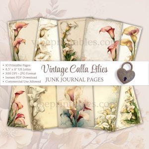 Printable Vintage Calla Lilies Junk Journal Pages