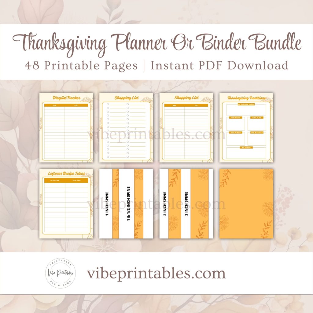 Printable Thanksgiving Planner Or Binder In Orange