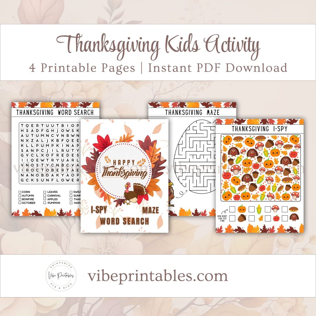 Printable Thanksgiving Kids Activity