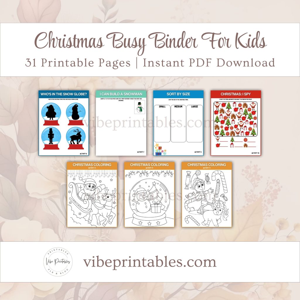 Printable Christmas Busy Binder For Kids