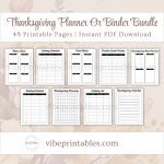Printable Thanksgiving Planner Or Binder Bundle In Minimalist Design