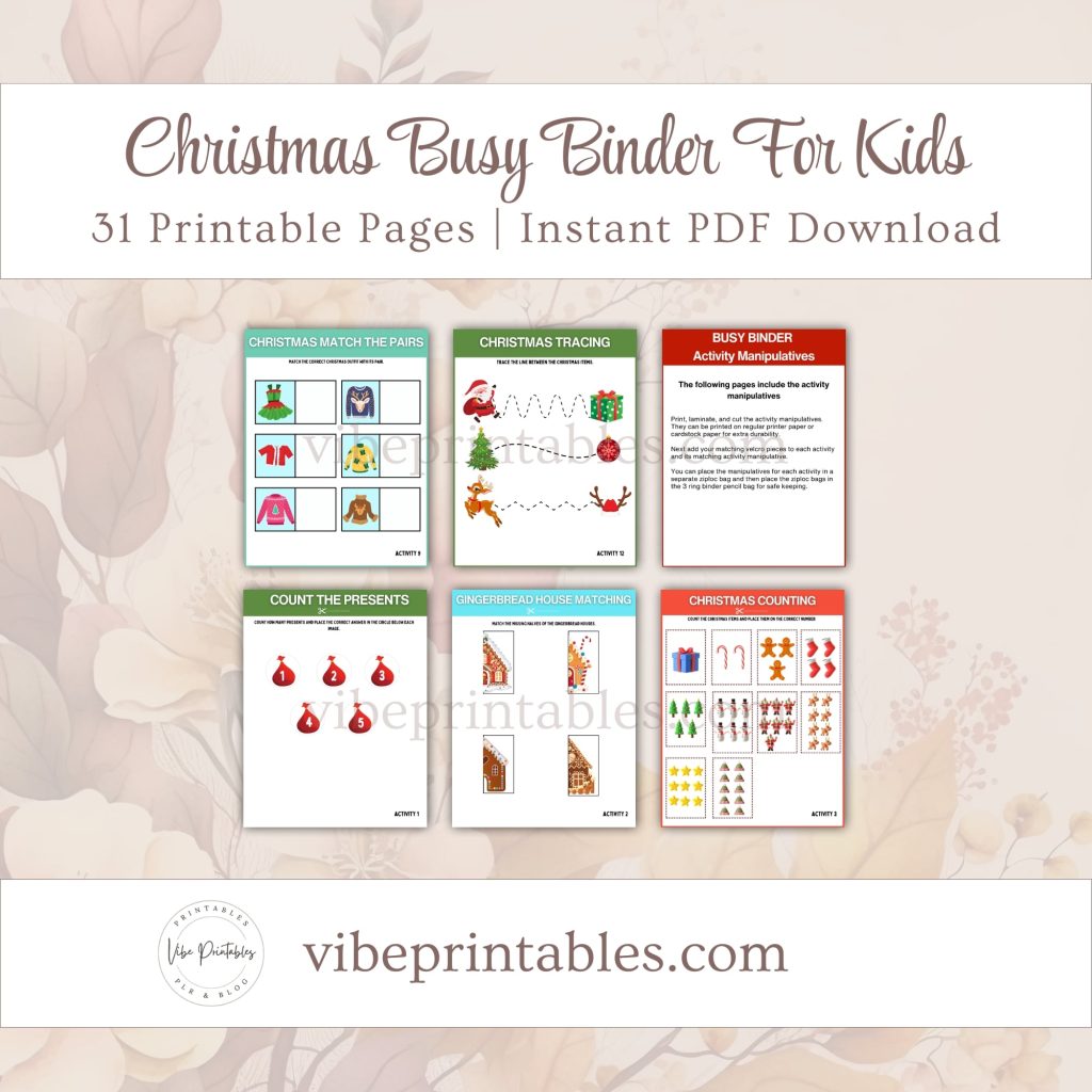 Printable Christmas Busy Binder For Kids