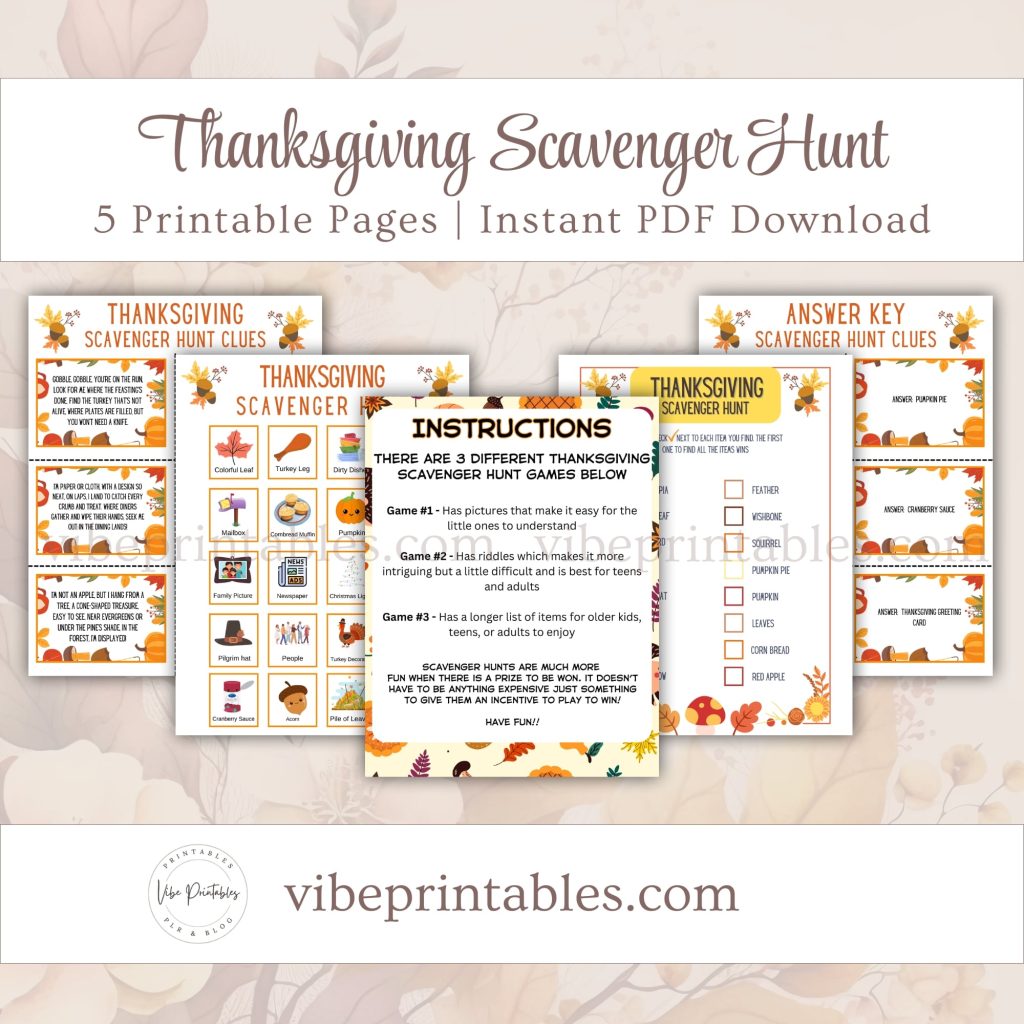 Printable Thanksgiving Scavenger Hunt