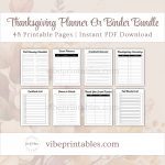 Printable Thanksgiving Planner Or Binder Bundle In Minimalist Design