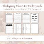 Printable Thanksgiving Planner Or Binder Bundle In Minimalist Design