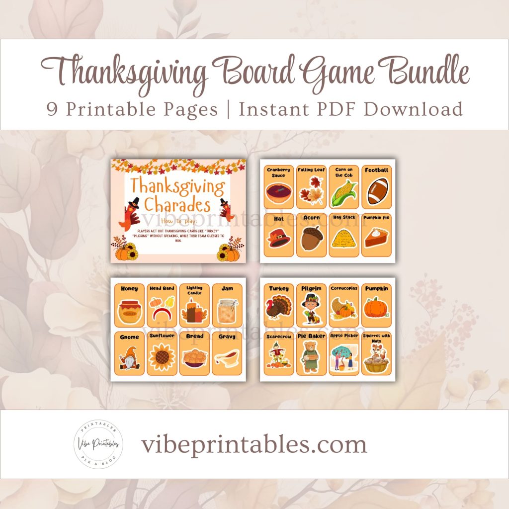 Printable Thanksgiving Board Game Bundle