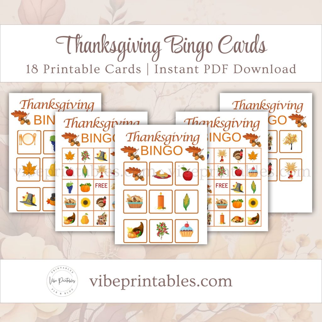 Printable Thanksgiving Bingo Cards