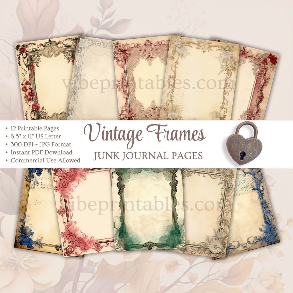 Vintage Frames Junk Journal Pages