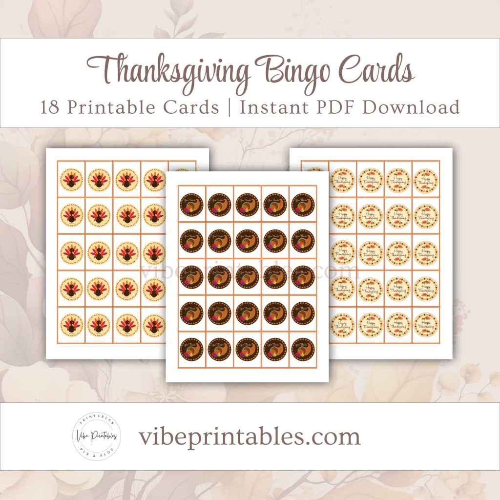 Printable Thanksgiving Bingo Cards