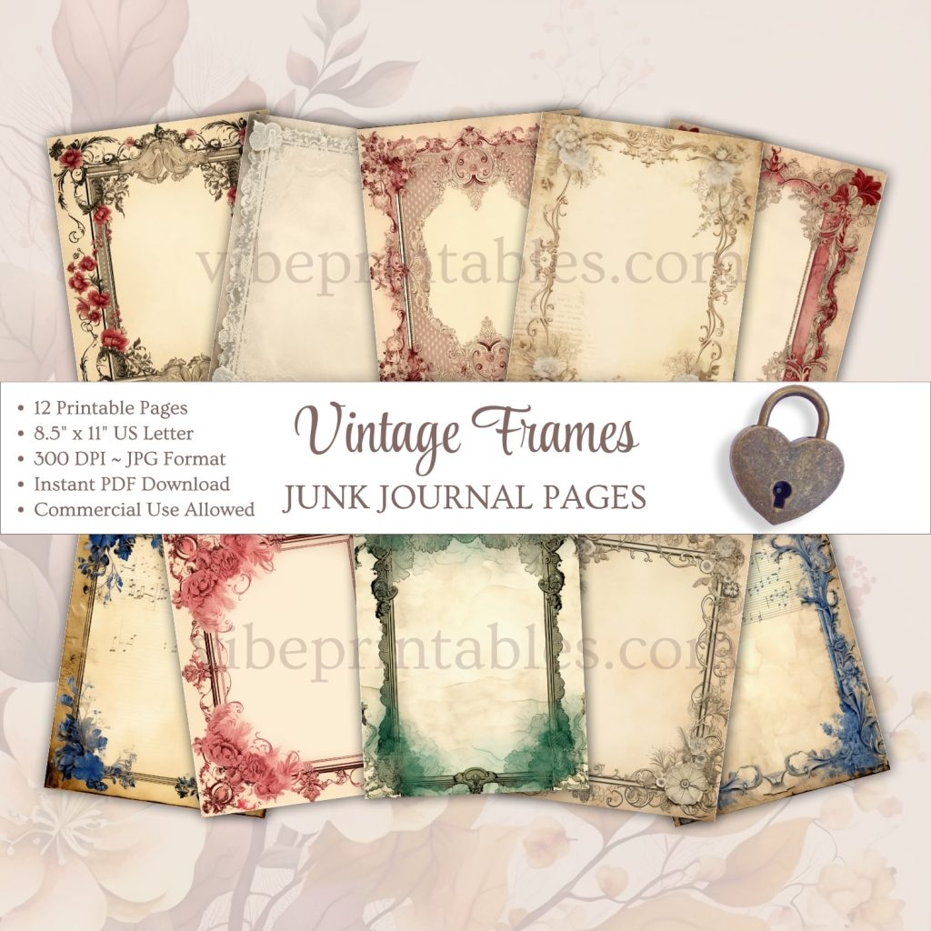 Printable Vintage Frames Junk Journal Pages