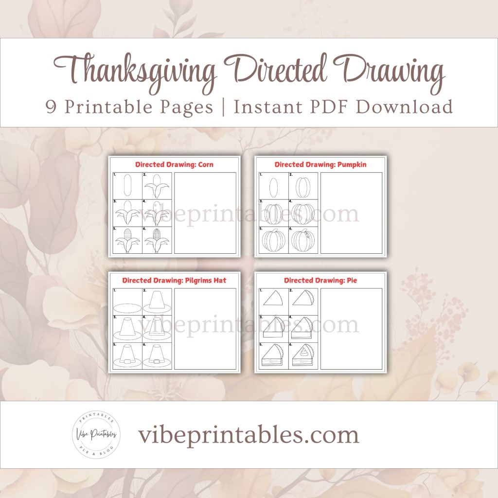 Printable Thanksgiving Directed Drawing