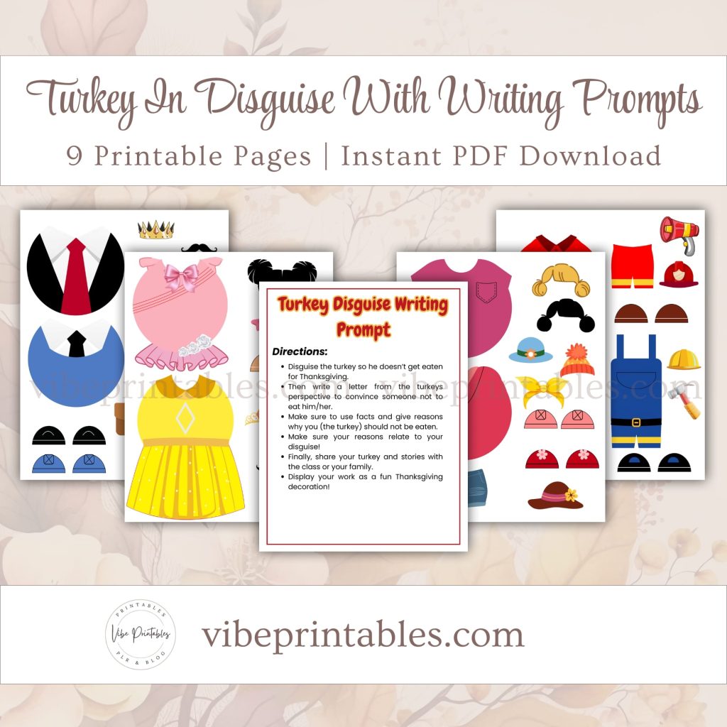 Printable Turkey In Disguise With Writing Prompts