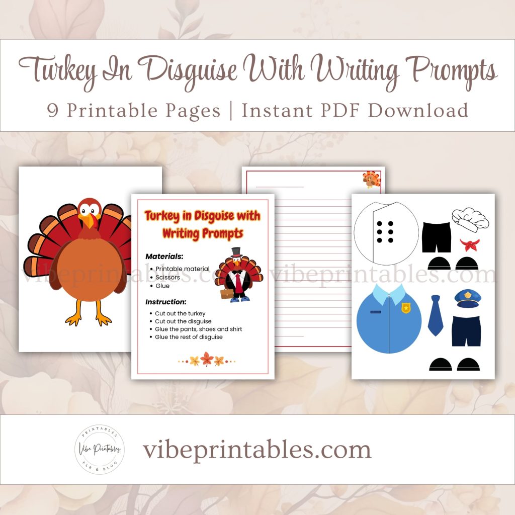 Printable Turkey In Disguise With Writing Prompts