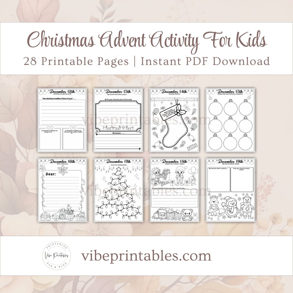 Printable Christmas Advent Activity For Kids