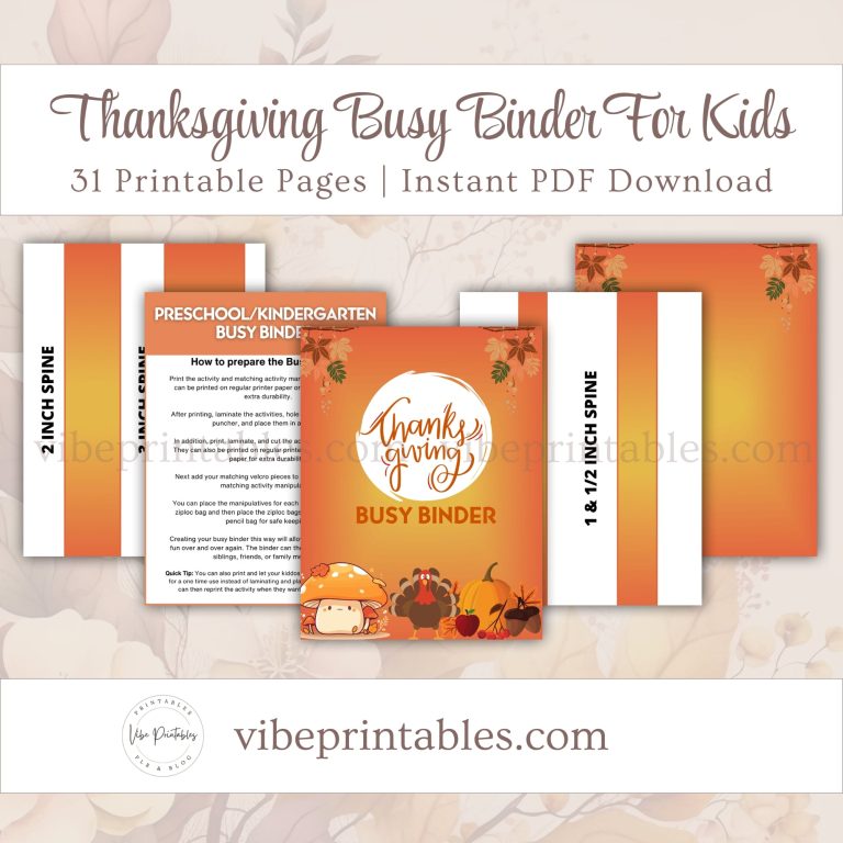 Printable Thanksgiving Busy Binder For Kids