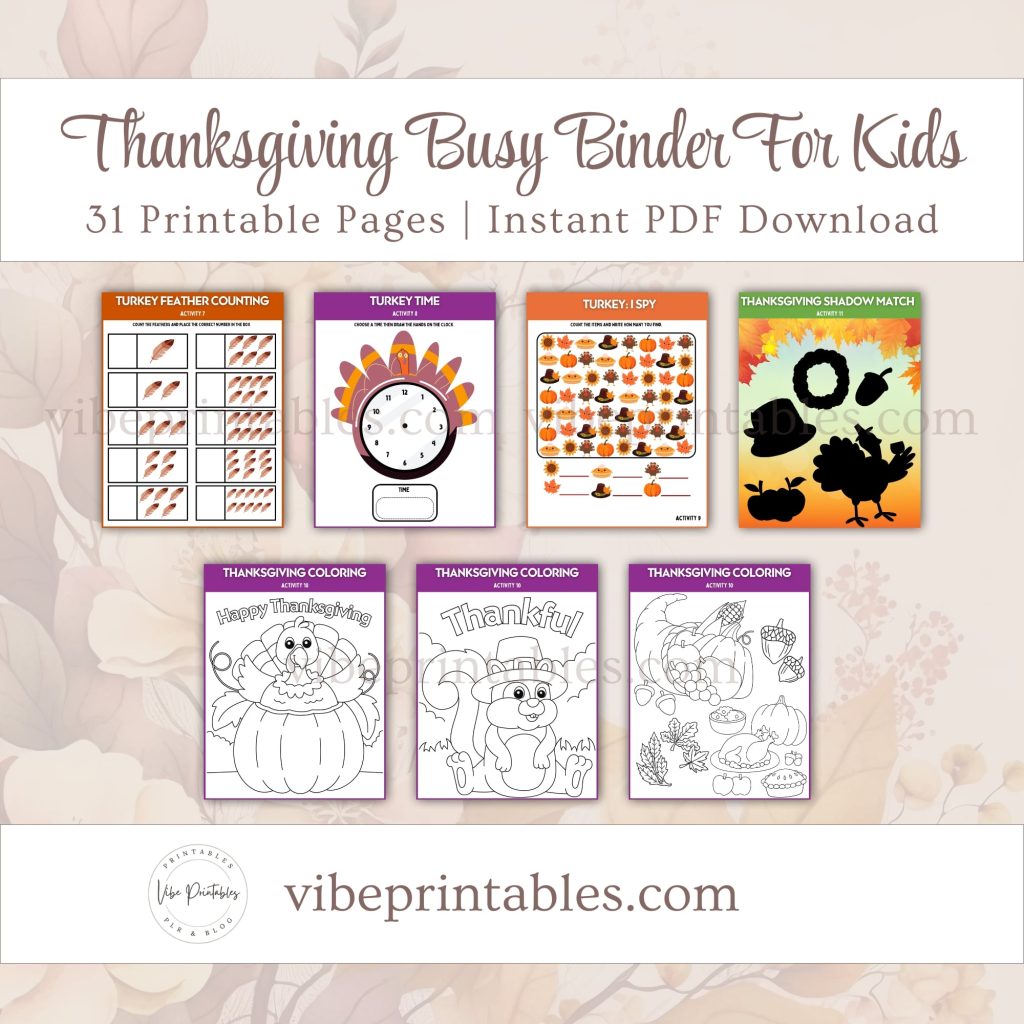 Printable Thanksgiving Binder For Kids