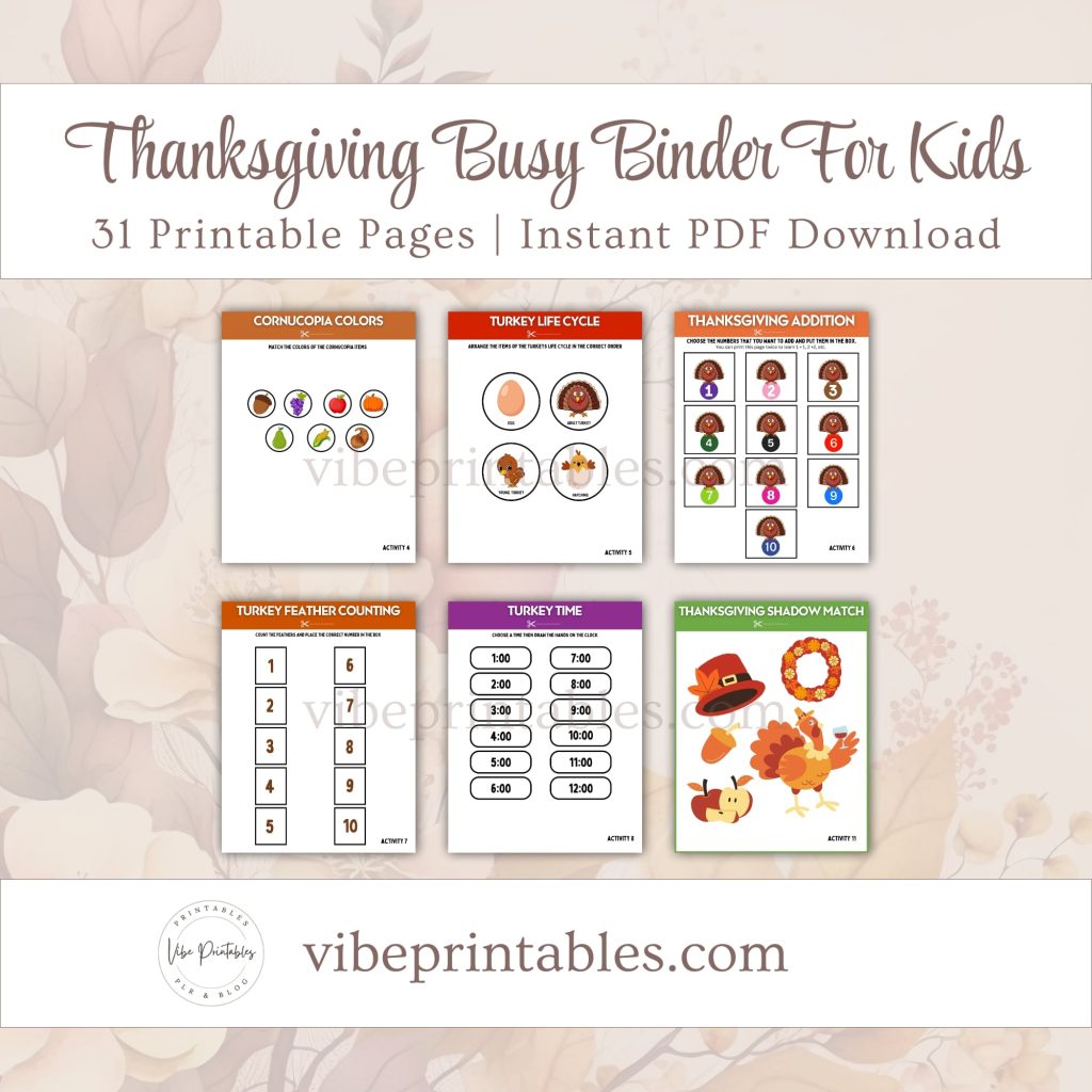 Printable Thanksgiving Busy Binder For Kids