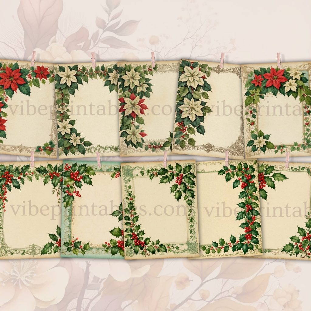 Printable Vintage Christmas Florals Junk Journal Pages