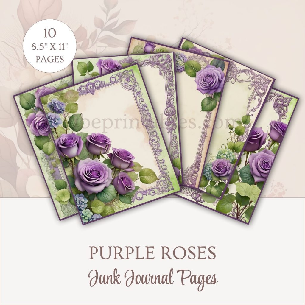 Purple Roses Junk Journal Pages