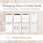 Printable Thanksgiving Planner Or Binder Bundle In Black & White