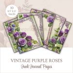 FREE Printable Vintage Purple Roses Junk Journal Pages