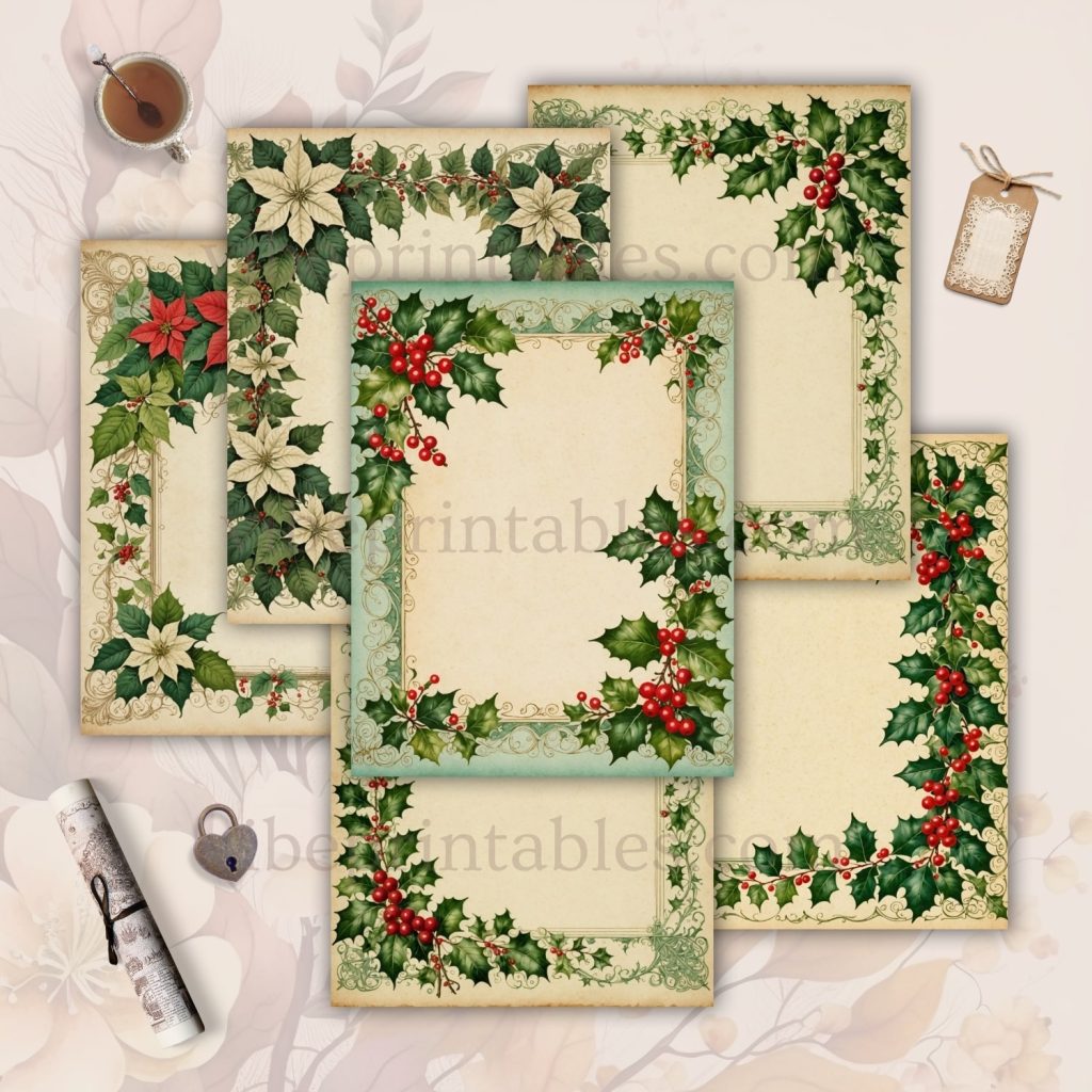 Printable Vintage Christmas Florals Junk Journal Pages