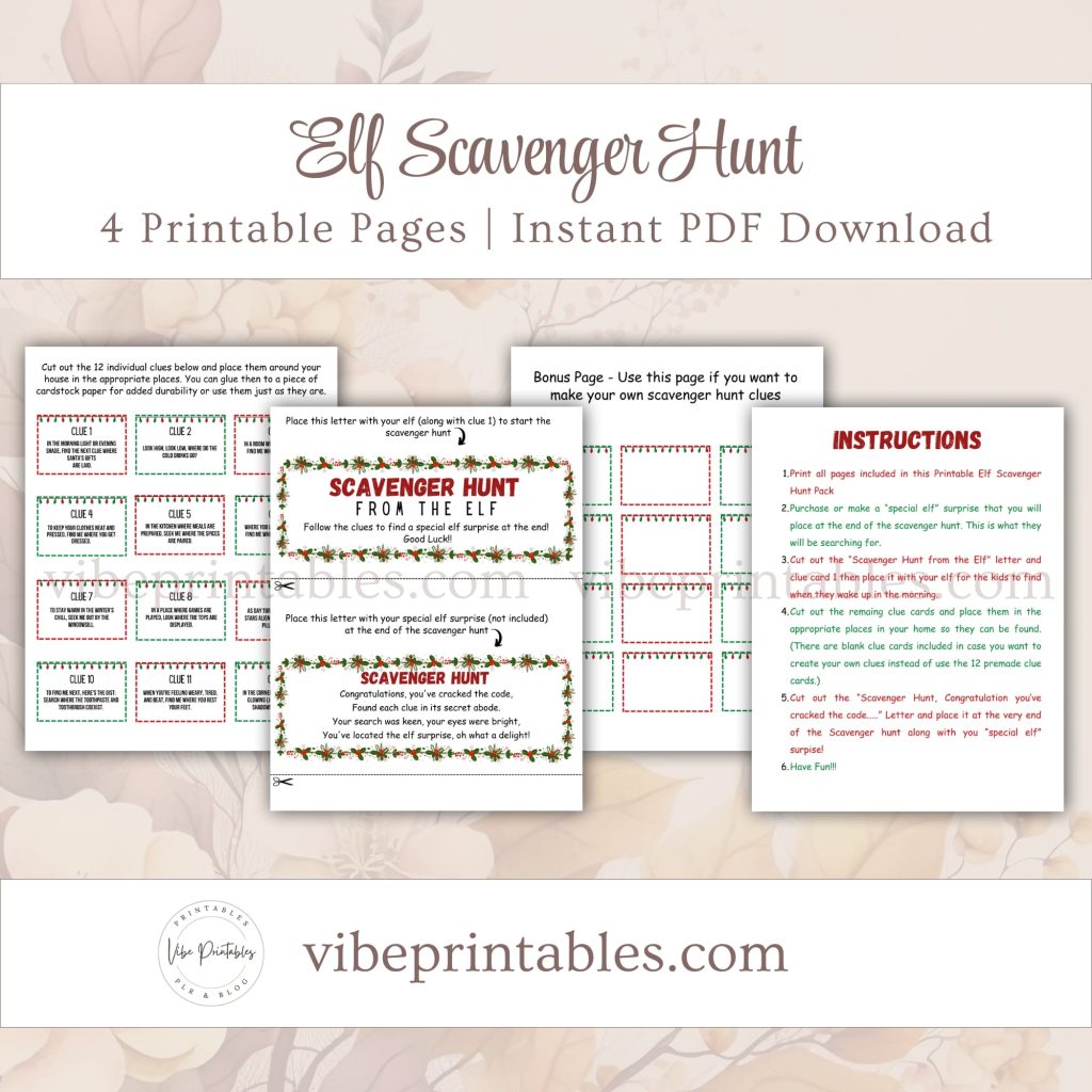 Printable Elf Scavenger Hunt