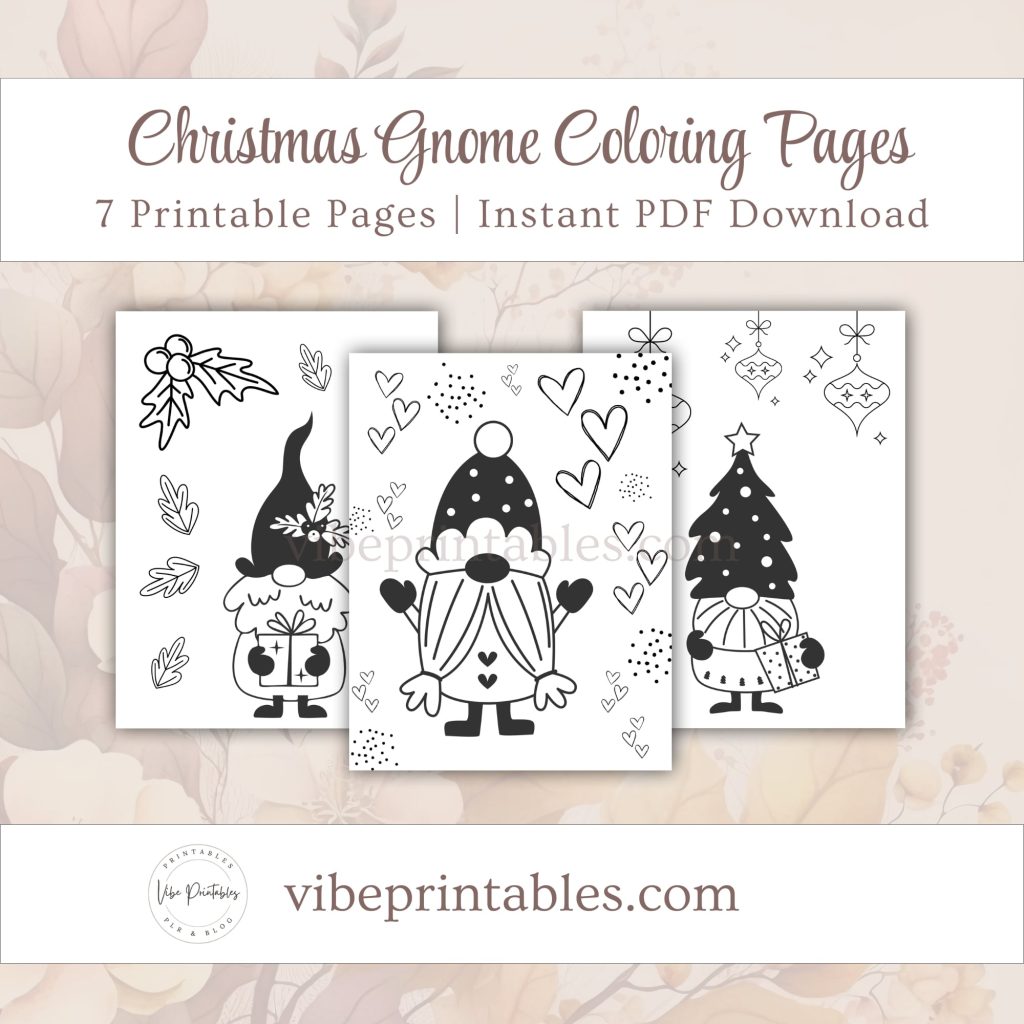 Printable Christmas Gnome Coloring Pages