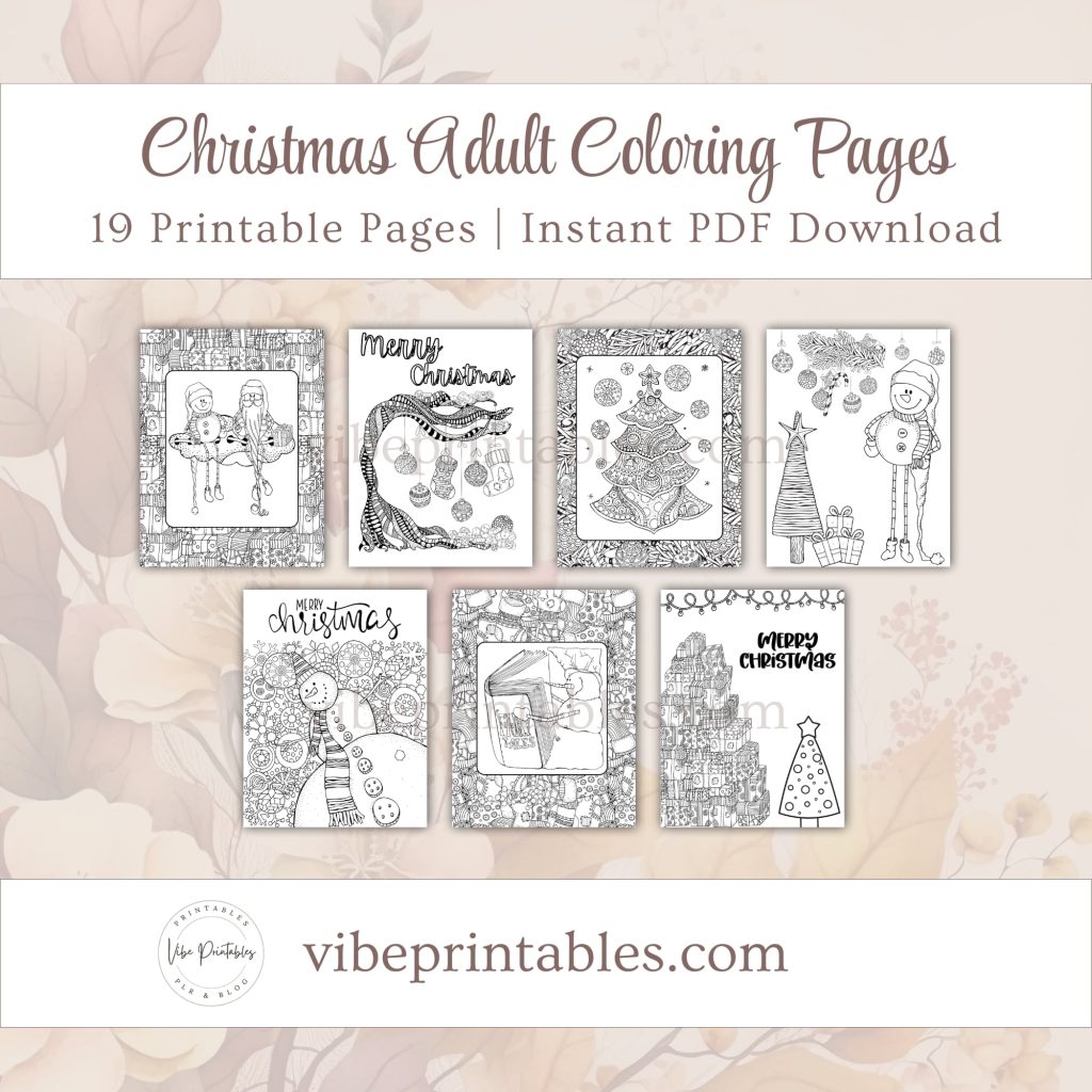 Printable Christmas Adult Coloring Pages