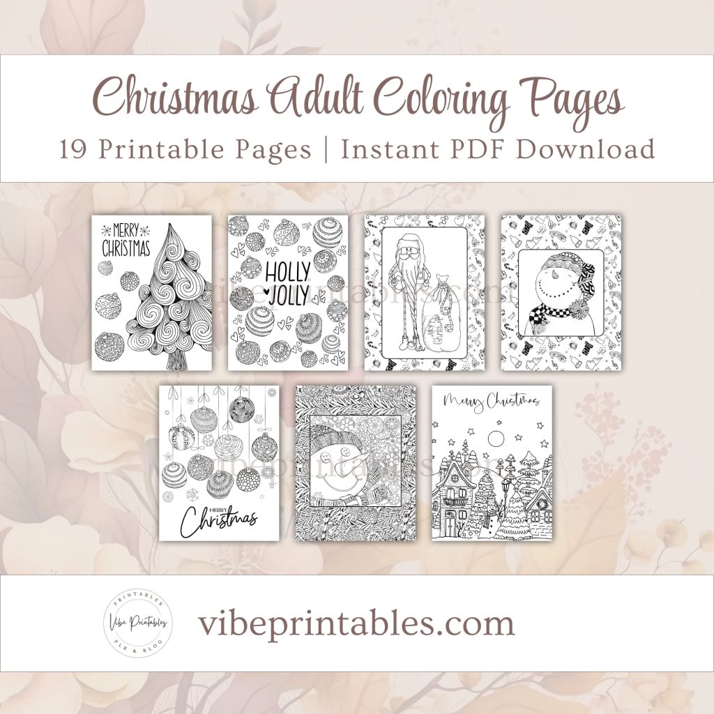 Printable Christmas Adult Coloring Pages