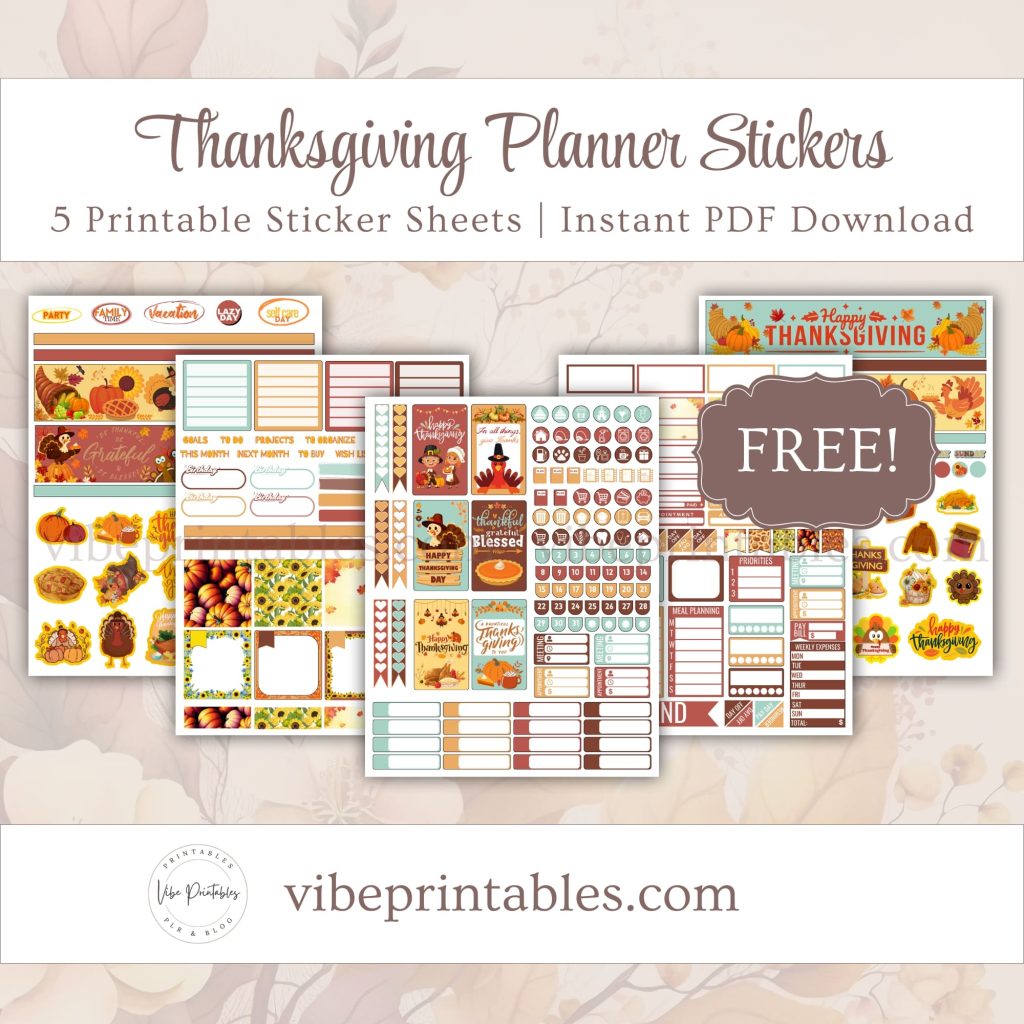 FREE Printable Thanksgiving Planner Stickers