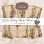 FREE Printable Ginger Florals Junk Journal Pages