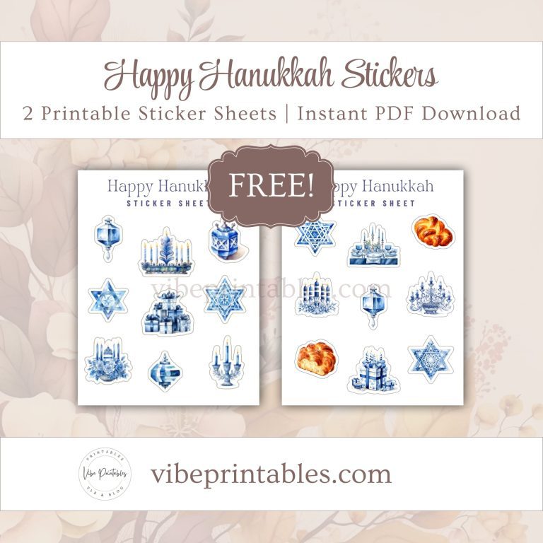FREE Printable Happy Hanukkah Stickers